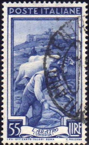 Italia 1950 Scott 563 Sello Trabajos l'Aratro El Labrador Umbria Usado 