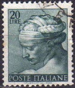 Italia 1961 Scott 817 Sello Dibujos Capilla Sixtina de Michelangelo Libyan Sybil usado 