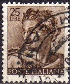 Italia 1961 Scott 818 Sello Dibujos Capilla Sixtina de Michelangelo Isaias usado 