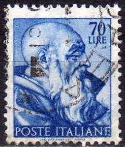 Italia 1961 Scott 823 Sello Dibujos Capilla Sixtina de Michelangelo Zacarias usado 