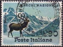 Italia 1967 Scott 955 Sello Parques Nacionales Stelvio Ciervo usados