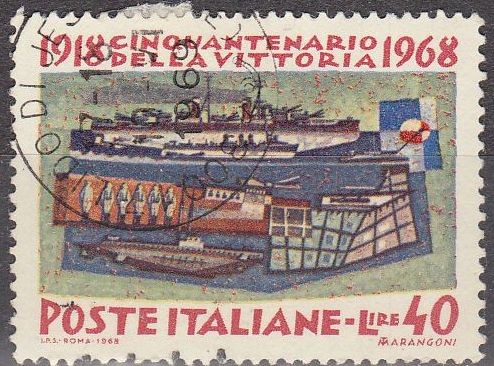 Italia 1968 Scott 992 Sello Cincuentenario de la Victoria 1918-1968 usado 40L 