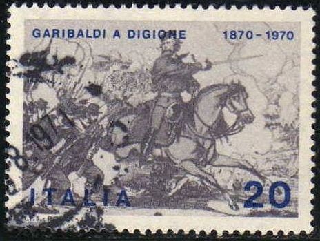 Italia 1970 Scott 1021 Sello Garibaldi y la batalla de Dijon usado