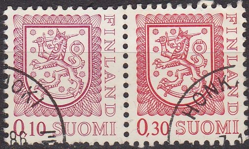 FINLANDIA 1978 Scott 555/7 Sellos Serie Basica Heraldica Unidos usado Michel  824/5 SUOMI FINLAND 