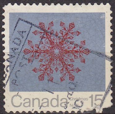 CANADA Sello Navidad Snowflake Copo de Nieve usado