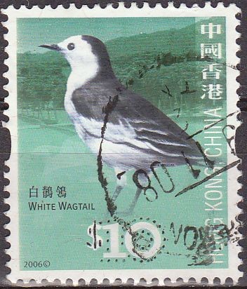 CHINA HONG KONG 2006 Sello Serie Pájaros Lavandera Blanca White Wagtail usado 