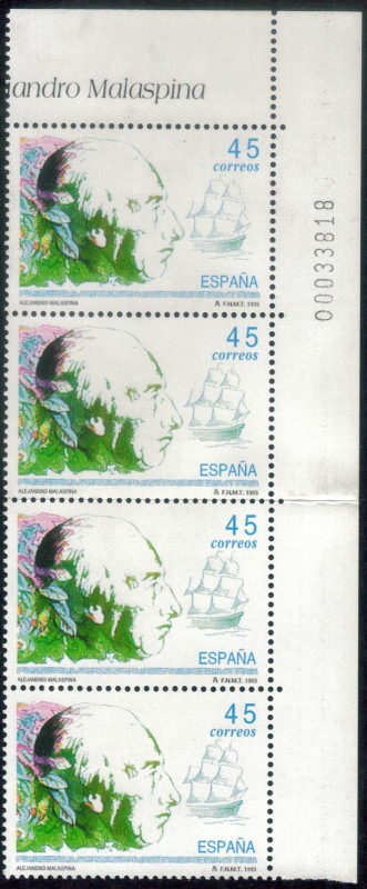 ESPAÑA 1993 (E3267) Exploradores y navegantes - Alejandro Malaspina (1754-1809) 45p