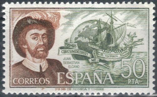 ESPAÑA 1976 (E2310) Personajes espanoles Juan Sebastian Elcano 50p 