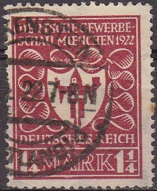 Deutsches Reich 1922 Scott 212 Sello Escudo de Armas de Munich 1 1/4m usado Alemania 