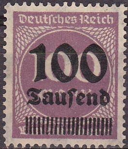 Deutsches Reich 1922 Scott 253 Sello Nuevo Serie basica Numeros 100m con sobreimpresion 100 Zaufend 