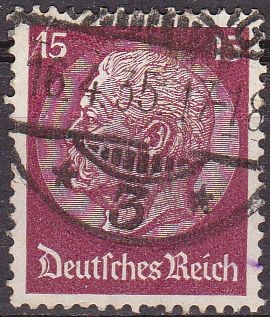 Deutsches Reich 1933 Scott 423 Sello 85 Cumpleaños de Von Hindenburg Usado 15 Michel520 Alemania