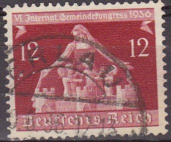 Deutsches Reich 1936 Scott 475 Sello Congreso de Comunidades Alemanas 12 usado Michel619 Alemania Ge