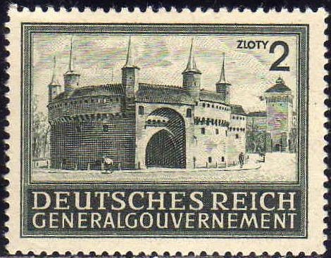 Deutsches Reich 1943 Michel 113 Sello Nuevo ** GENERALGOUVERNMENT Edificios Polacos 2z