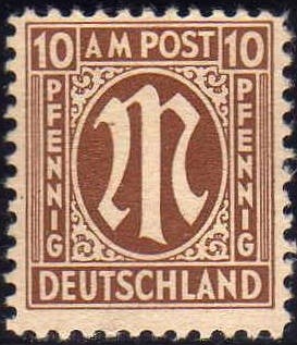 Deutsches Reich 1945 Scott 3N7 Sello ** Allied Military Government Issue A.M. Post 10