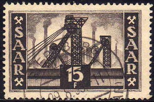 Deutsches Reich SAAR 1952 Scott 241 Sello Complejo Minero 15 F Alemania Germany 