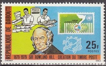 DJIBOUTI 1979 Scott 493 Sello Nuevo Sir Rowland Hill Empleados Correos,Sello Onu y Filatelico