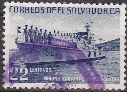 EL SALVADOR 1971 Sello Marina Nacional Guardacostas usado 