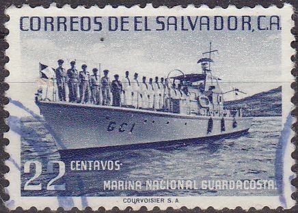 El Salvador 1971 Sello º Marina Nacional Barco Guardacostas utilisé usado 