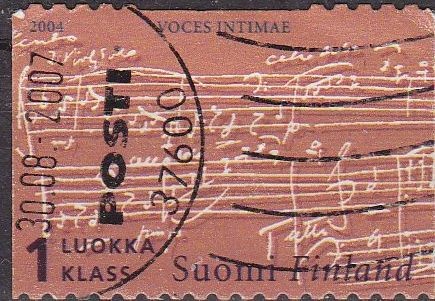 FINLANDIA 2004 Scott 1205c Sello Jean Sibelius Compositor Voces Intimas usado Michel 1682 Suomi Finl