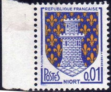 FRANCIA 1964 Scott 1091 Sello Nuevo ** Escudo de Armas Ciudades Niort