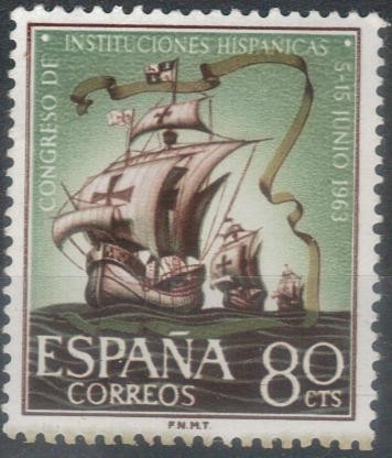 ESPANA 1963 (E1514) Congreso de Instituciones Hispanicas - Naves de Colon 80c