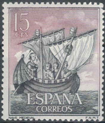 ESPANA 1964 (E1599) Homenaje a la Marina Espanola - Nave Medieval 15c