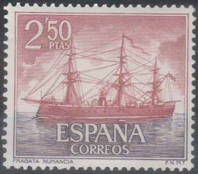 ESPANA 1964 (E1608) Homenaje a la Marina Espanola - Fragata Numancia 2p50