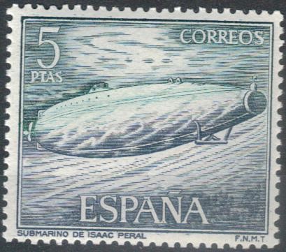 ESPANA 1964 (E1610) Homenaje a la Marina Espanola - Submarino Isaac Peral 5p