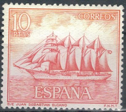 ESPANA 1964 (E1612) Homenaje a la Marina Espanola - Buque escuela Juan Sebastian Elcano 10p