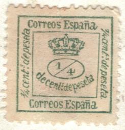 ESPANA 1873 (E130) Corona mural - Republica  1/4 cent de peseta