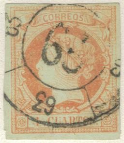 ESPANA 1860 (E52) Isabel II 4cuartos 4