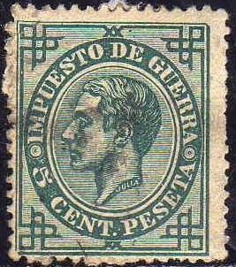 ESPAÑA 1876 183 Sello Alfonso XII Impuesto de Guerra 5c Usado Espana Spain Espagne Spagna
