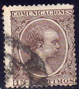 ESPAÑA 1889-99 219 Sello Alfonso XIII 15c Tipo Pelón Usado Espana Spain Espagne Spagna