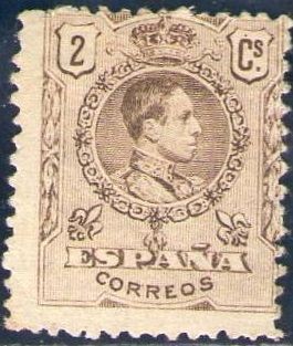 ESPAÑA 1909-22 267 Sello Nuevo * Alfonso XIII Tipo Medallón 2c c/charnela Sin numero de control al d