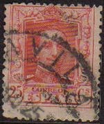 ESPAÑA 1922-30 317 Sello Alfonso XIII 25c Tipo Vaquer Usado nº control al dorso Espana Spain Espagne