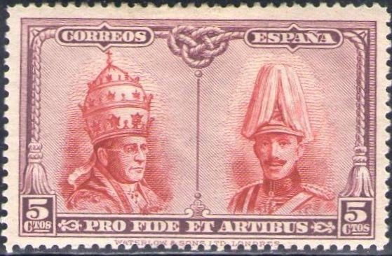 ESPAÑA 1928 406 Sello Nuevo Pro Catacumbas de San Dámaso en Roma Serie para Toledo Pio XI y Alfonso 
