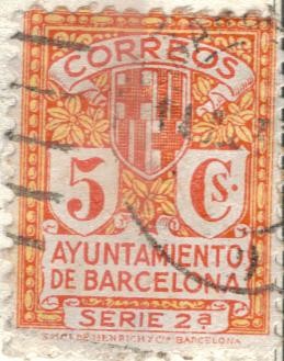 ESPANA AUTONOMIAS BARCELONA 1932 (E9) Escudo de ciudad 5c