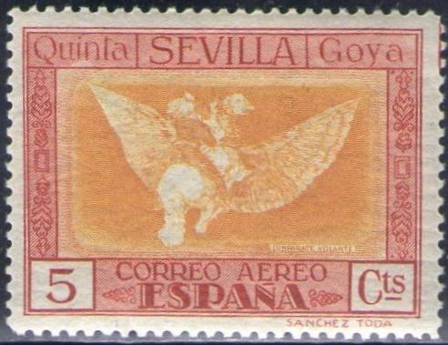 ESPAÑA 1930 518 Sello Nuevo Quinta de Goya en Expo de Sevilla Disparate Volante 5c c/charnela Espana
