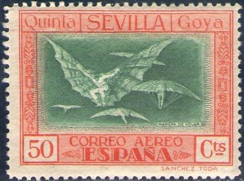 ESPAÑA 1930 525 Sello Nuevo Quinta de Goya en Expo de Sevilla Disparate Volante 50c Espana Spain Esp
