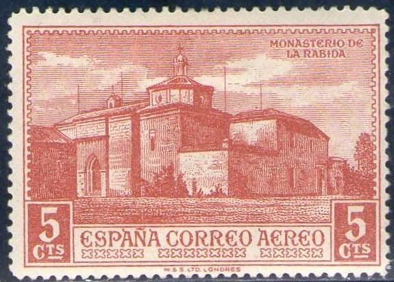ESPAÑA 1930 548 Sello Nuevo Descubrimiento de América Correo Aereo Monasterio de la Rabida 5c c/char