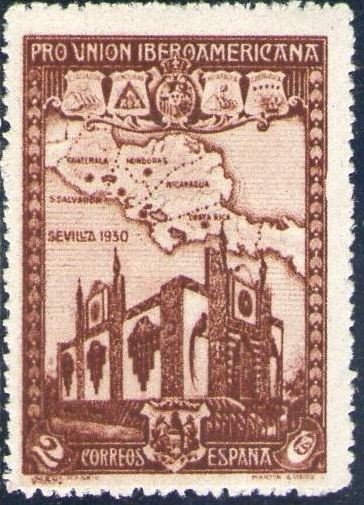 ESPAÑA 1930 567 Sello Nuevo Pro Union Iberoamericana Sevilla Pabellon de América Central 5c Espana S