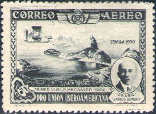 ESPAÑA 1930 583 Sello Nuevo Pro Union Iberoamericana Sevilla Urgente Santos Dumont 5c 1º vuelo mecán