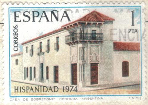 ESPANA 1974 (E2213) Hispanidad - Casa de Sobremonte en Cordoba Argentina 1p INTERCAMBIO