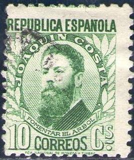 ESPAÑA 1932 656 Sello Joaquin Costa 10c c/nº control dorso Usado Republica Española Espana Spain