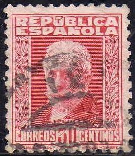 ESPAÑA 1932 659 Sello Personajes Pablo Iglesias 30c c/nº control dorso Usado Republica Española Espa