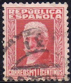 ESPAÑA 1932 659 Sello Personajes Pablo Iglesias 30c c/nº control dorso Usado Republica Española Espa