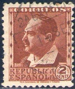 ESPAÑA 1932 662 Sello Personajes Vicente Blasco Ibañez 2c Usado Republica Española Espana Spain Espa