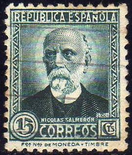 ESPAÑA 1932 665 Sello Personajes Nicolás Salmeron 15c Usado Republica Española Espana Spain Espagne 
