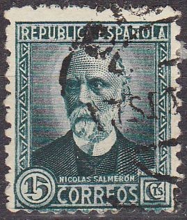 ESPAÑA 1932 665 Sello Personajes Nicolás Salmeron 15c Usado Republica Española Espana Spain Espagne 