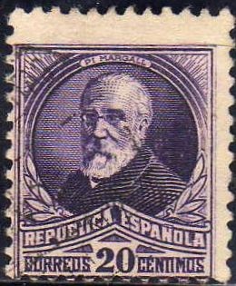 ESPAÑA 1932 666 Sello Personajes Francisco Pi y Margall 20c Usado Republica Española Espana Spain